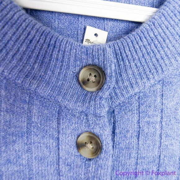 NEW Madewell Donegal dowden Henley Sweater in‎ Coziest Yarn, blue, 2X - Picture 10 of 16